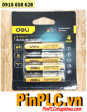 Pin DELI LR6 DL-JD05-E1, Pin tiểu AA 1.5v Alkaline DELI LR6 DL-JD05-E1 chính hãng /Vỉ 4viên